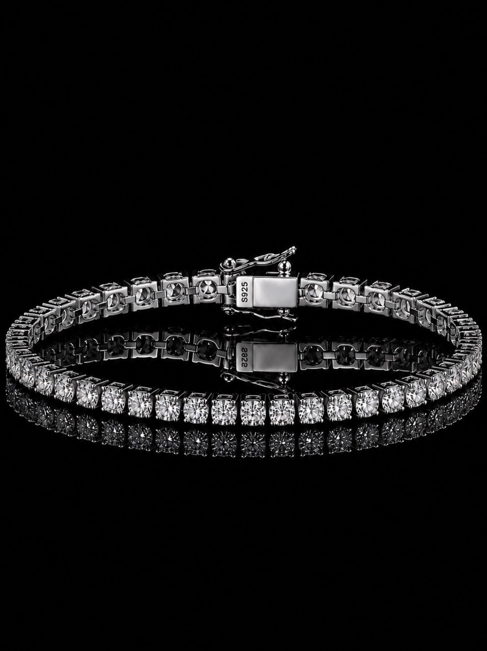 925 Silver, 11.7CTW Moissanite Tennis Bracelet - 6.5”